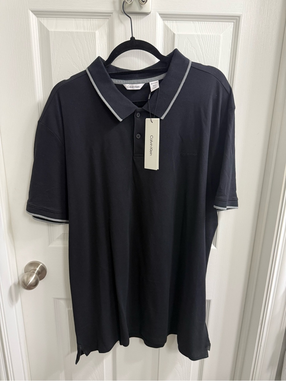 Calvin Klein Black Polo with Gray Contrast Trim